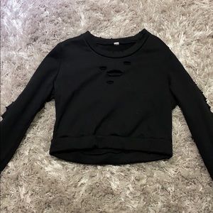 Alo black distressed sweater